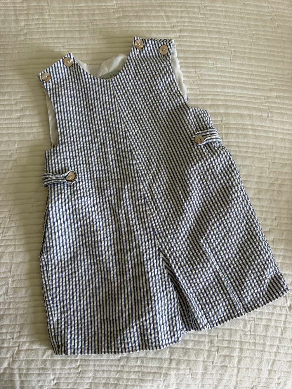 Papo d'Anjo Navy and White Striped Toddler Romper